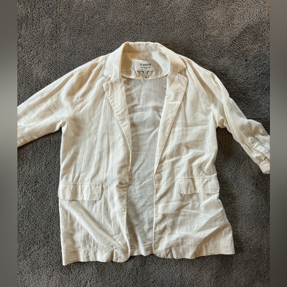 B young linen white blazer